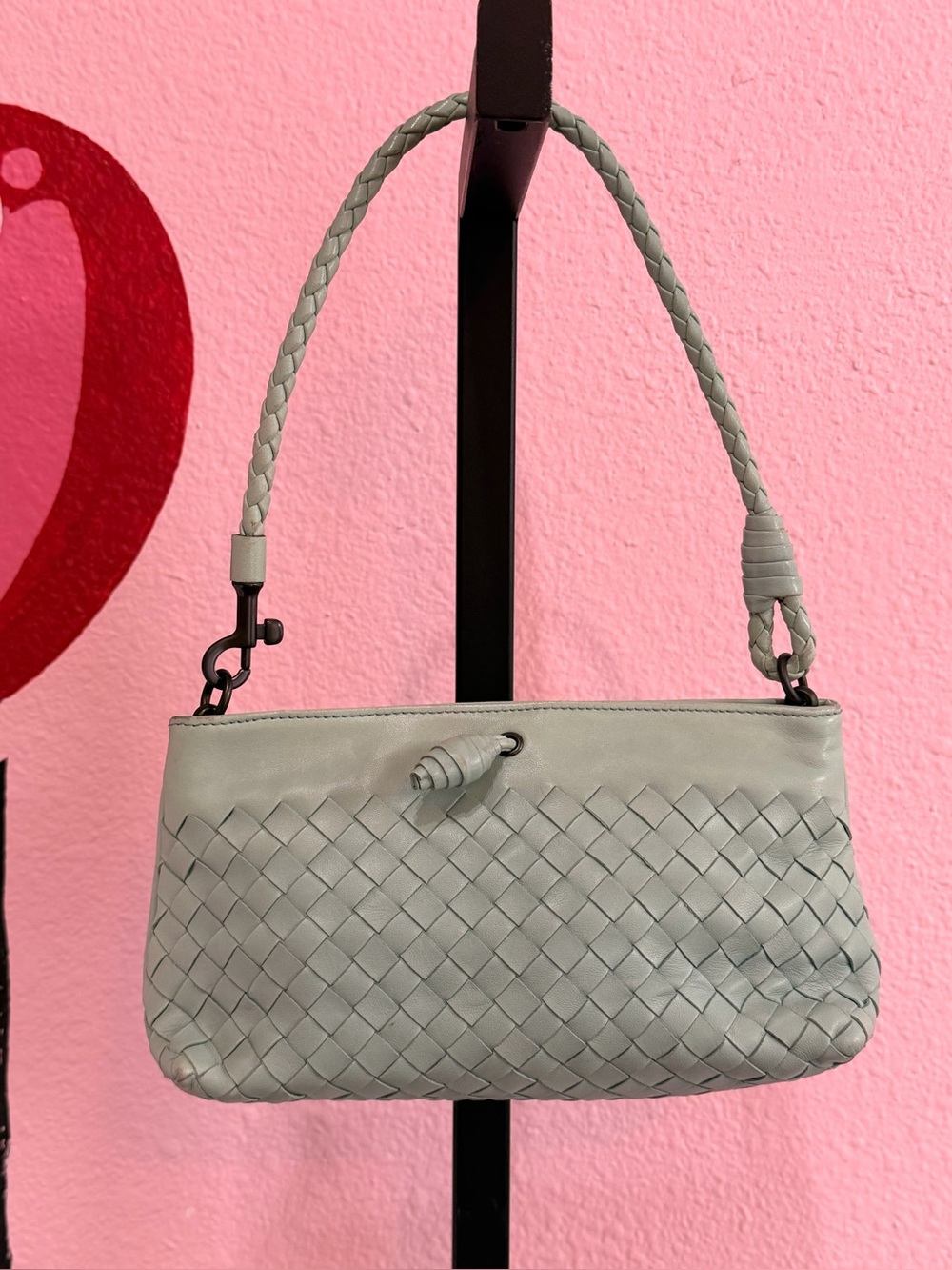 Rare 2007 BOTTEGA VENETA Intrecciato Woven Leather Frame Pochette Mint Wristlet - Picture 2 of 12